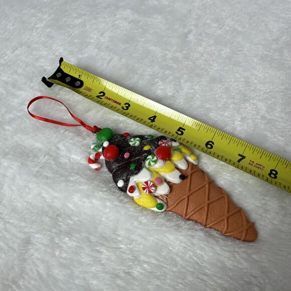 Ice Cream Cone Candy Holiday Christmas Tree Ornament - Picture 4 of 6